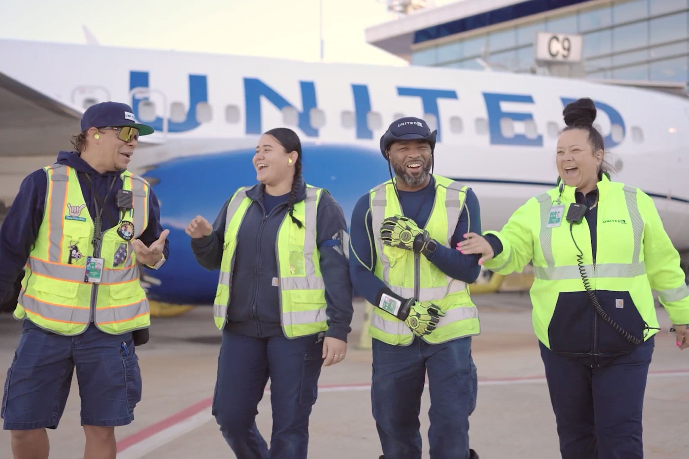 United airlines staff in uniform.